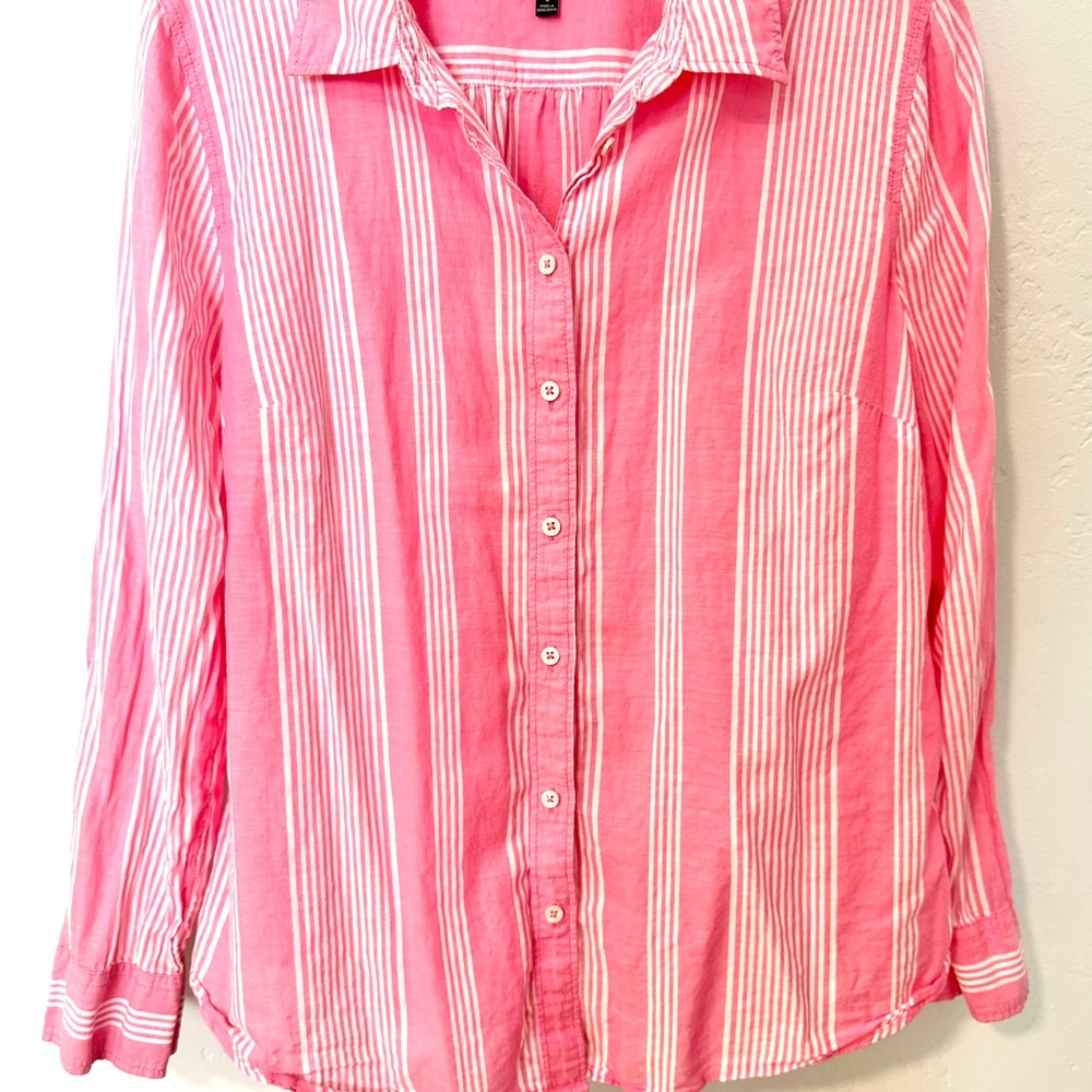 Talbots Playful Pink and White Striped Blouse